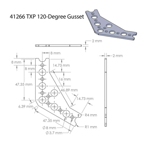 Heavy Duty Kickass Aluminum 120 Degree Robot Gusset, Solid Structural Brackets For STEM Projects, TETRIX Prime Max Compatible pack of 10 diagram.