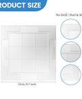 White Self Adhesive Drywall Access Panel For Plumbing And Electrical Tool Free Peel And Stick Wall Cover Plate 8.6 X 8.6 Inch product size with no drill installation.