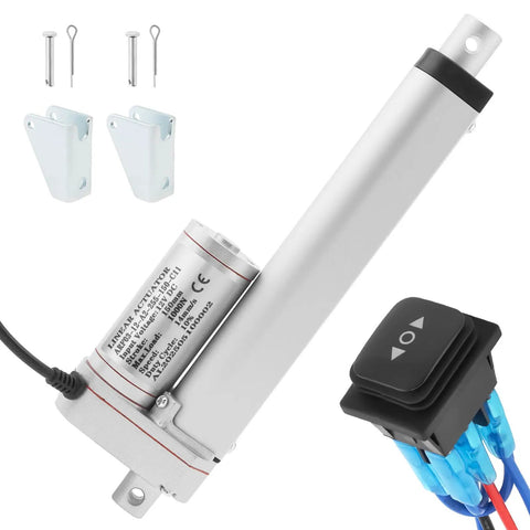 Beefy 12V Linear Actuator With 1000N Thrust, High Speed 14mm Per Sec, 100mm Stroke Version with waterproof switch and mounting bracket