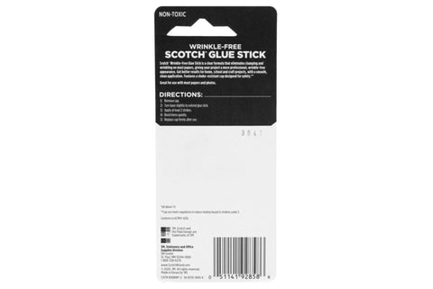 Back of Wrinkle-Free Glue Sticks, 2-Pack,.27 oz Each, Strong Fast-Bonding Adhesive for Paper and Lightweight Materials packaging