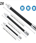 Flexible Shaft Extension For Impact Tools 360 Degree Bend To Reach Tight Auto Repair Spaces Half Inch Drive With Three Eighths Inch And One Quarter Inch End Sockets Hand Drill And Ratchet Accessory For Narrow Gaps sizes