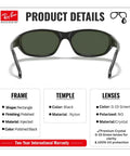RB2016 Rectangle Sunglasses Dope Non Polarized Lenses With G Fifteen Green Lens For Men And Women with product details chart