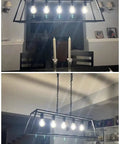 Modern Black Farmhouse Kitchen Island Light Chandelier With Industrial Open Frame 5 Light Ceiling Fixture. Matte Black Finish