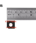 Heavy Duty Beveled Square Washers M6 Black Finish with ruler showing 0.62x0.62in size and 0.23in hole for metal frame assembly