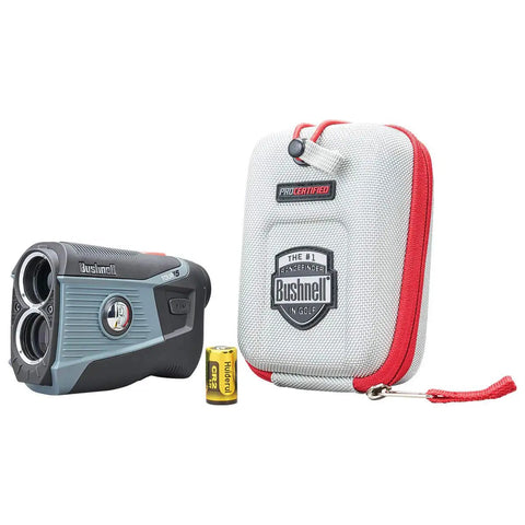 Dead Nuts Accurate Golf Laser Rangefinder With Pin Seeker Visual Jolt 6X Magnification Magnetic Cart Mount Premium Carry Case For Slam Dunk Fairway Precision Black Gray Design