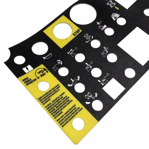 Top Shelf Aftermarket Platform Control Panel Decal Overlay For Genie Z Series Boom Lift showing matte finish with clear navigation cues.