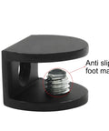Rock Solid Black Glass Shelf Brackets 8 Pack With Mounting Screws showing detail of anti-slip foot mats for stability.