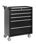 Rolling 5-Drawer Tool Chest With Locking System On Wheels, Portable Tool Cabinet Organizer With Drawer Liners, Heavy-Duty Steel Cart For Garage And Workshop, Black Finish