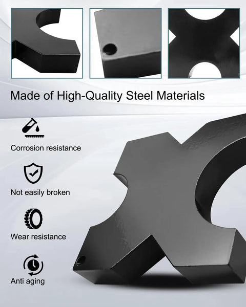 1 Pair Arbor Press Plate for 20 Ton Shop Press With AR400F Steel Construction, 4 Notches, close-up view of metal plate