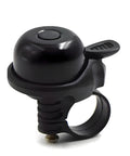 Black aluminum bicycle bell from the Eight Piece Bike Front And Rear Reflector Kit with mounting bracket visible.