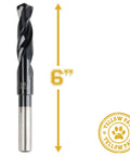Five-Eighths Inch Metal Drill Bit Industrial Grade M35 Cobalt Titanium Aluminum Nitride Coated, 6 Inch Total Length shown
