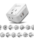 Worldwide Travel Power Adapter Set With 20W Power Delivery And Quick Charge, Dual USB Ports And USB C, 2 USA Outlets, 13 attachments