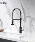 Pull Down Sprayer Kitchen Faucet With Single Hole Mount Stainless Steel Sink Faucet For Farmhouse RV Laundry Room Outdoor And Campers Black Nickel Finish