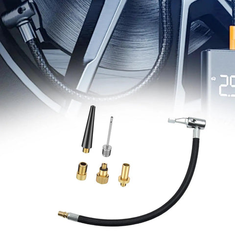Heavy Duty Rubber And Copper Air Pump Extension Hose Fits Car Bike Tire Valve With Quick Connect Release Guarantees High Pressure Performance Without Deforming So You Can Fix Flat Tires Fast Using Pro Parts Reliable For Every Trip You Take Out, 30cm hose with brass adapters