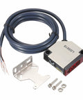 Go To Diffuse Reflection Photoelectric Sensor For Industrial Automation 12 To 240V DC Or 24 To 240V AC Five Line Detection Range 100 To 300mm NPN PNP NC And NO With Mounting Bracket, wired sensor and bracket