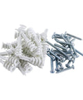 Heavy Duty Drywall Anchors And Screws Kit For Wall Mounts Self Drilling Nylon Spiral Expansion Tubes With Slots Zinc Plated Carbon Steel Built To Last Ready To Mount Rust Resistant Strong Hold, white anchors and screws set