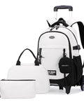 Rolling Backpack for Boys With Wheels Classic Trolley School Bag for Kids Lightweight Multi Pocket with Lunch Box and Pencil Case