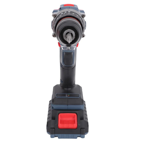 Heavy Duty Brushless Cordless Drill Beast Mode 45Nm Torque With 2000Mah Battery view from front showing chuck and handle.
