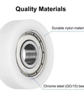 Buttery Smooth Rolls No Sweat Setup Heavy Duty Nylon Bearing Pulleys close-up of durable nylon and chrome steel bearing.