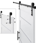 48 Inch By 84 Inch Sliding Barn Door With 8 Foot Hardware Kit And Handle, pre drilled holes, white 5 panel farmhouse style