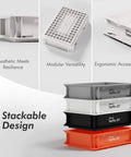 Stackable Cream Plastic Storage Bin Set For Desk Or Vanity Heavy Duty Organizer Box With Straight Walls 0.5 Gal 1 Pack