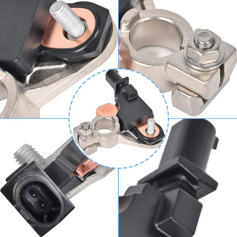 Top Shelf Battery Current Sensor Straight Up Smooth Swap For Honda Civic And Acura Rdx Ilx Direct Bolt On Replacement Matches Factory Specs OE 38920 Tr0 A01 A02 Fits 2012 To 2021 close-up view of sensor with copper connectors and housing.