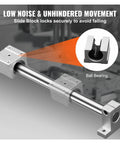 Two Pack Linear Guide Rails Set With Four Sliding Blocks For Precise Motion, SFC16 And SFC20 Rails, 1000mm And 2000mm Length Options, Heavy Duty Load Bearing, Model SFC20 1000L, Ideal For CNC Machines And Precision Projects. Ball bearing rail and block close-up