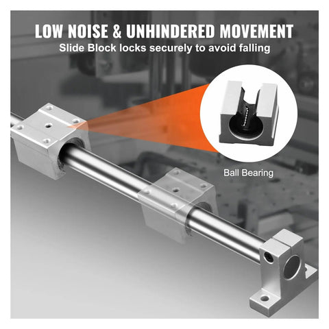 Two Pack Linear Guide Rails Set With Four Sliding Blocks For Precise Motion, SFC16 And SFC20 Rails, 1000mm And 2000mm Length Options, Heavy Duty Load Bearing, Model SFC20 1000L, Ideal For CNC Machines And Precision Projects. Ball bearing rail and block close-up