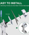 Adapter kit components for 10 Inch 3 Tooth Brush Cutter Blades For Gas Powered Trimmers 2 Pack with installation guide.