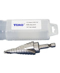 Heavy Duty Cobalt Spiral Flute Step Drill Bit Set With 12 Hole Sizes From 3/16 Inch To 7/8 Inch, 1/4 Inch Hex Shank, TEMO M35 Unibit For Metal And Wood