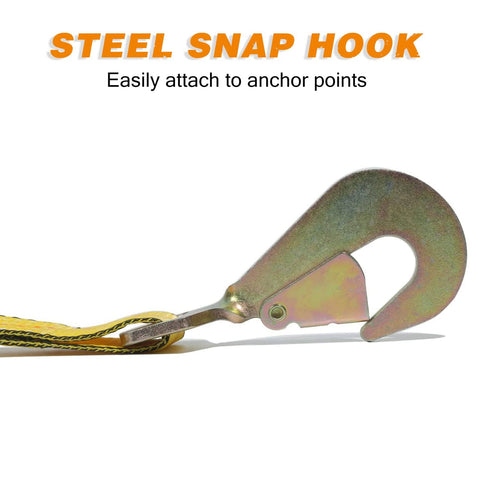 Steel snap hook from Heavy Duty Car Tie Down Kit With Snap Hooks 10,000 Lb Break Strength 3,333 Lb Working Load