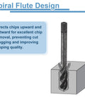 Spiral flute design of a Premium M2 HSS Spiral Flute Thread Tap Built For 7/16-14 Unc Machinery, aiding chip removal.