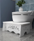7 Inch Toilet Stool For Easy Bowel Movements, Adult And Kid Friendly Bathroom Step Stool With Detachable Wood Board in bathroom