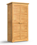 Outdoor Storage Cabinet With Lockable Double Doors And 3 Removable Shelves For Serious Tool Organization, Waterproof Fir Wood Closet Shed