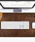 Real Leather Desk Mat Set 32 By 16 Inches Premium Full Grain Leather Desk Pad Thick 2mm Large Desk Cover Blotter Protector