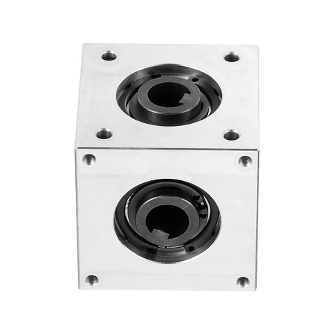 Right Angle Bevel Gearbox 1 To 1 90 Degree Output For DIY Projects With 20 Teeth, 1 Module, 10mm Shaft, Aluminum Frame, Keyway Bore