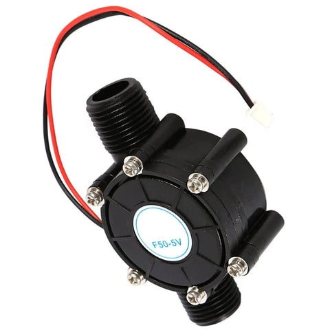 10W High Power Mini Water Turbine Hydroelectric Generator for On The Go Charging, shown in compact black design with wires