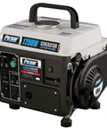 Portable Gas Powered Generator With Carrying Handle 1200W Peak 900W Running 2 Stroke Recoil Start Compact Durable Design For Camping And Outdoor Use One Point One Gallon Fuel Tank Delivers Up To Five Hours At Half Load Black And White