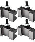 Four Pack AXA Wedge Style Turning Facing Tool Holders For Mini Lathes Up To 12 Inch Swing shown from multiple angles with hardened steel design.