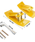 Heavy Duty Tractor Bucket Skids For Lawns And Driveway Surfaces Two Pack Bolt On Edge Guards with yellow wear plates and hardware.