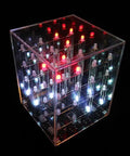 Quad Cube Animated Light Sculpture With 64 RGB LEDs Capable Of 4096 Colors 51 Visualizations glowing in dark room