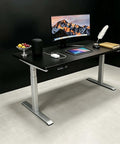 Heavy Duty Dual Motor Electric Standing Desk Adjustable Height Office Gaming Table Silent Lift Smooth Matte Finish Sturdy Steel Frame with monitor