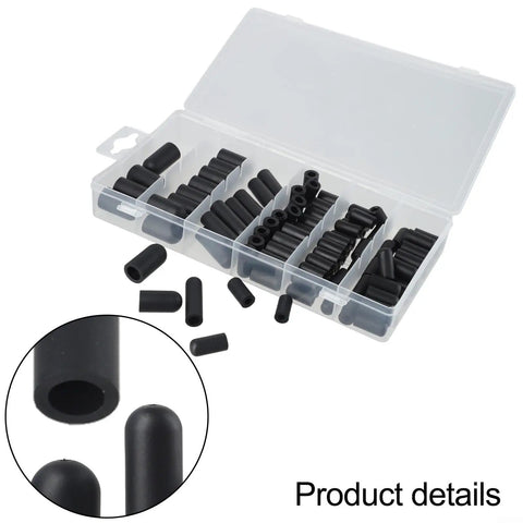 100 Piece Rubber Carburetor Vacuum Line End Cap Kit Assortment Set With 6 Different Sizes For Automotive Intake Manifold Hose Protection And Leak Repair On The Go. Clear case with black rubber end caps