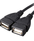 USB 2.0 Y Splitter Cable With Dual USB A Female Ports One Data And Power Port And One Power Only Port Two Pack For Laptop Tablet And Smartphone Charging And Data Transfer Not For iOS Data On Power Port, black dual USB-A female ends