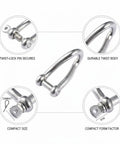 Marine Grade Twist Shackle 316 Stainless Steel Rigging Connector For Boat Mooring And Sailing Hardware With Corrosion Resistant Locking Pin Durable Saltwater Marine Gear, compact size