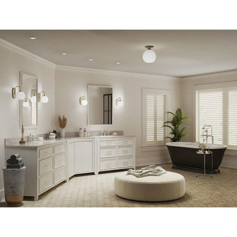Bathroom with Carisa Collection 7 3/8 Inch One Light Flush Mount For Hallways And Bathrooms With Cool Vintage Retro Vibe And Modern Mid-Century Style Lighting Fixture For Any Room in ceiling.