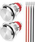 2 Pack Waterproof Latching Push Button Switch 0 To 250V Variants Including 5V 12V 24V 110V 220V 10 Amp Stainless Steel 16mm With Connector Wire Built Tough For DIY Projects And Everyday Gadgets, 16mm stainless steel with wires