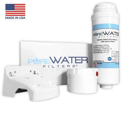 Water Filter Kit For Keurig Commercial Brewers with filter, housing head, mounting bracket, and USA flag packaging