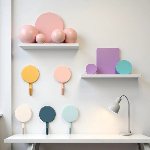 Set Of Ten Peel And Stick Wall Hooks Featuring Strong Adhesive Grip Easy Peasy Peel Backing For Bathroom Organization wall art display.