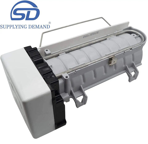 Model Specific Refrigerator Ice Maker Replacement Plug And Play For D7824706Q 10549201 10563707, white and grey assembly unit